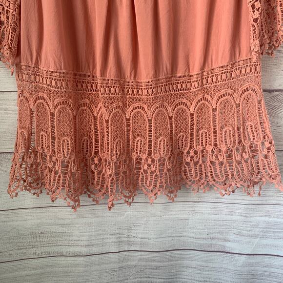 L'affaire Boho Pink Tunic Top with Crochet Lace Detail 3/4 Length Sleeves Size L - Picture 13 of 13